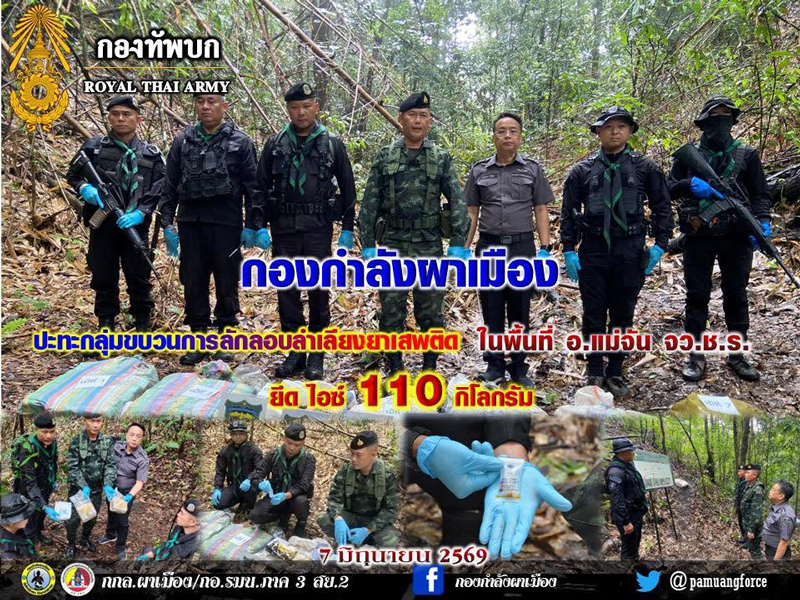 กระสอบบรรจุไอซ์ที่ยึดได้จากกลุ่มขบวนการค้ายา