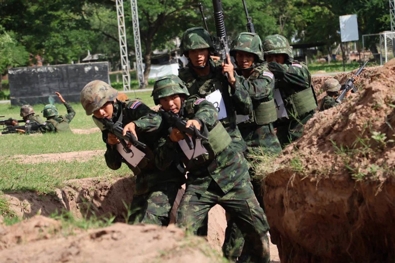 บรรยากาศการฝึกปฏิบัติหน้าที่ตามตำแหน่งของหน่วยฝึกทหารใหม่ ร.3 พัน.2