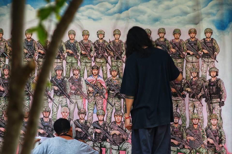 ภาพวาดประวัติศาสตร์แห่งบาดแผลโดยนักเรียนโรงเรียนบ้านไทยสันติสุข