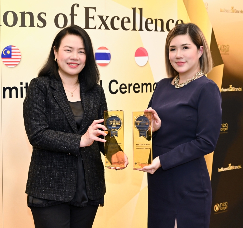 5 ปีซ้อน : นภัสสร สกุลชัยวาณิชย์ ผช.กก.ผจก.ใหญ่ “มิสเตอร์ โดนัท” และ จันทรัตน์ โตวินัส ผช.กก.ผจก.ใหญ่ “อานตี้ แอนส์” บจก.เซ็นทรัล เรสตอรองส์ กรุ๊ป รับรางวัล Top Influential Brands Awards
ในงาน “2025 ASIA CEO Summit & Award Ceremony”