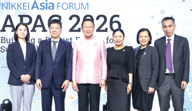 อนาคตของเอเชีย : สนั่น อังอุบลกุล ประธานกรรมการอาวุโส หอการค้าไทย และสภาหอการค้าแห่งประเทศไทย จัดงานเลี้ยงรับรองผู้เข้าร่วมงาน “NIKKEI Asia FORUM APAC 2026” โดยมี โนบุฮิสะ อิดะ ประธาน Nikkei และ ใจไทย อุปการนิติเกษตร อธิบดีกรมสารนิเทศ ร่วมงาน ทีโรงแรมพาร์ค ไฮแอท กรุงเทพ