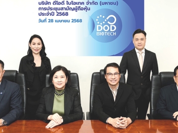 “DOD” ประชุมผู้ถือหุ้น : อาภาภรณ์ โกศลกุล ประธานกรรมการ บมจ.ดีโอดี ไบโอเทค และ ดุษิต
จงสุทธนามณี รองประธานกรรมการ พร้อมด้วยคณะกรรมการบริษัทฯ ร่วมประชุมสามัญผู้ถือหุ้นประจำปี 2568
ผ่านสื่ออิเล็กทรอนิกส์ (E-AGM) เพื่อรับทราบผลการดำเนินงานปี 2567 และวางเป้าหมายปี 2568 ในการขาย
800 ล้านบาท ซึ่งมาจากฐานการผลิตและฐานการค้าปลีกสินค้าแบรนด์ “Auswelllife” นำเข้าจากออสเตรเลีย