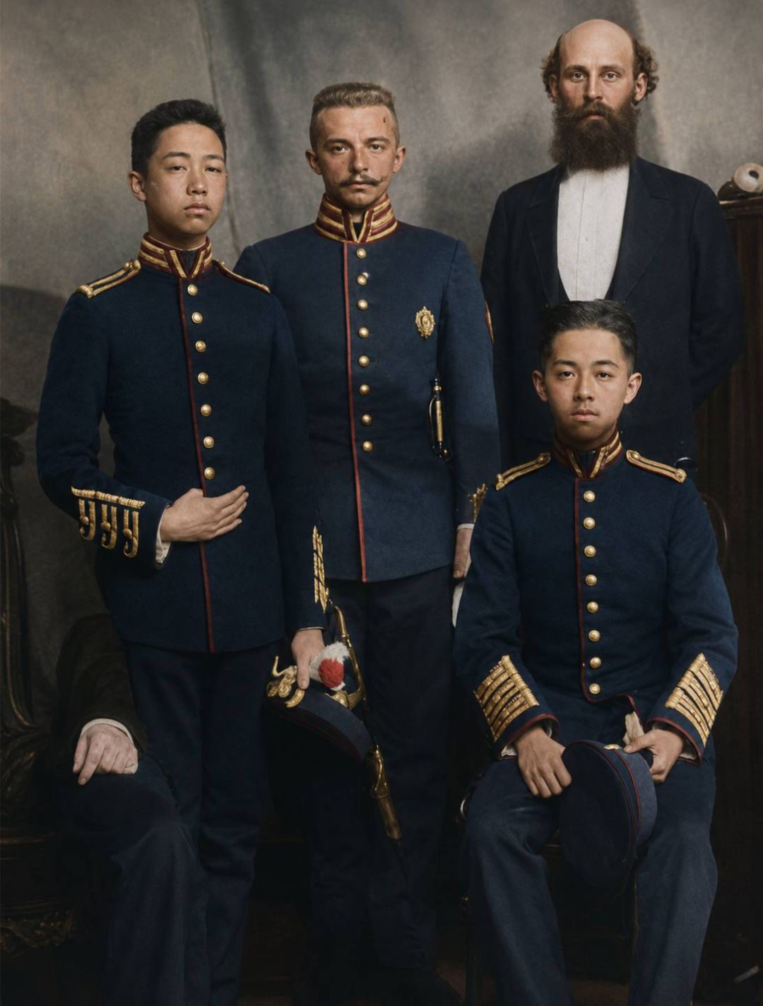เจ้าฟ้าจักรพงษ์ฯและนายพุ่ม ในหมู่นายทหารของรัสเซีย