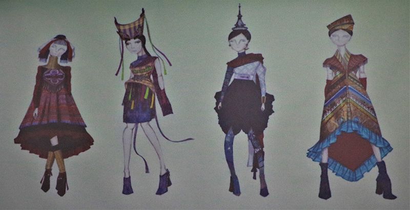 ผลงานการออกแบบชุดทั้ง 4 ของ พีรัชชัยผาติกรวงษ์ ผู้ได้รับรางวัลชนะเลิศ การประกวดออกแบบเครื่องแต่งกายภายใต้คอนเซ็ปต์“ไทยเท่ 4 ภาค”