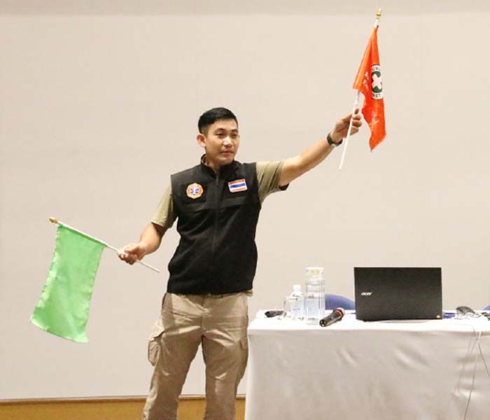 อบรมให้ความรู้แก่ผู้แทนการซ้อม หนีไฟ เพื่อเตรียมพร้อมรับเหตุฉุกเฉิน