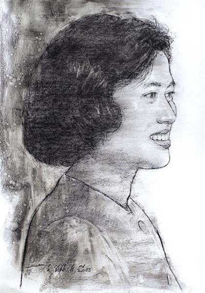 “Princess Maha Chakri Sirindhorn” โดย อ.ดินหิน รักพงษ์อโศก เทคนิคการวาด
ถ่านชาร์โคลบนกระดาษ