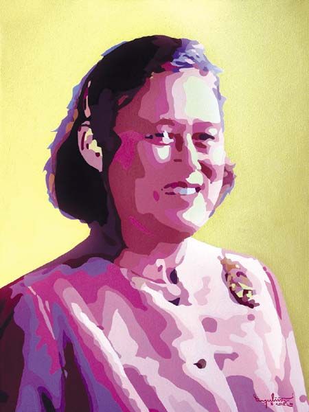 “สมเด็จพระเทพฯ” โดย บรรจบ ปูธิปิน เทคนิคการวาดสีอะคริลิกบนผ้าใบ