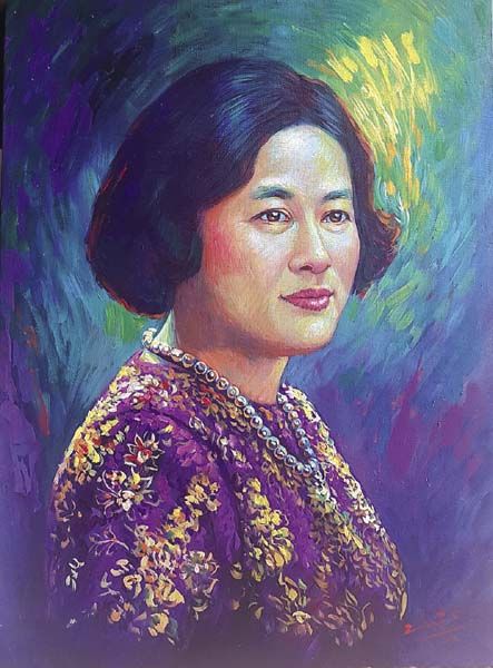 “พระเทพ # 1” โดย นาวี เรืองระเบียบ เทคนิคการวาดสีอะคริลิกบนผ้าใบ