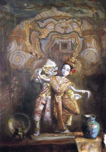 “ตุ๊กตาไทย” โดย พรชัย สินนท์ภัทร เทคนิคการวาดสีน้ำมันบนผ้าใบ