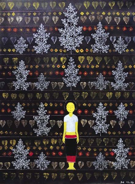 ศิลปิน ศ.ชลูด นิ่มเสมอ ผลงาน “ตีนจก, 2554”