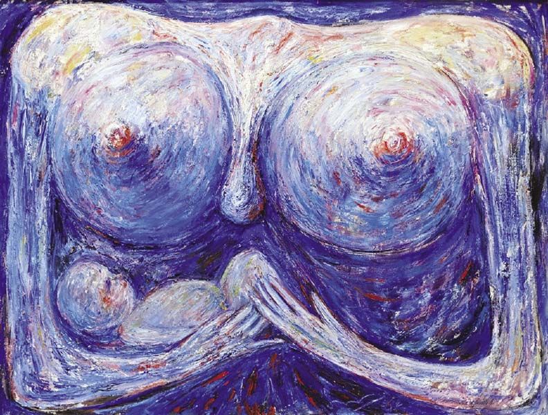 ศิลปิน ศ.ทวี รัชนีกร ผลงาน “อ้อมอกแม่ 1”