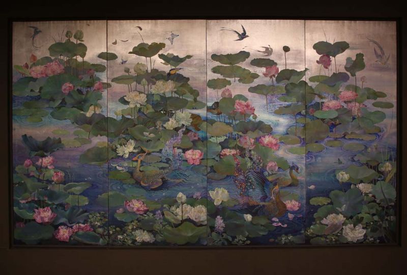 ฉากจิตรกรรมสีเขียนอะคริลิกสระโบกขรณี

