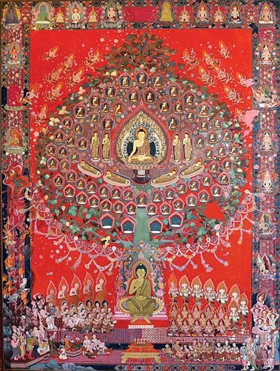 รางวัลที่ 1 จิตรกรรมไทยแบบประเพณี ผลงานชื่อ “ยมกปาฏิหาริย์” โดย อภิสิทธิ์ เอ้งฉ้วน