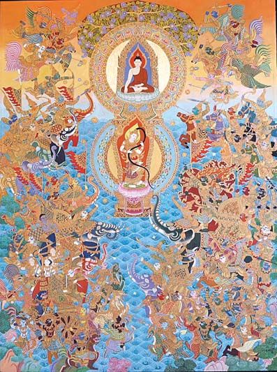 รางวัลที่ 2 จิตรกรรมไทยแบบประเพณี ผลงานชื่อ “มารผจญ” โดย สมฤทัย วงศ์ใหญ่