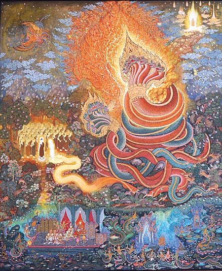 รางวัลที่ 2 จิตรกรรมไทยแบบประเพณี ผลงาน
ชื่อ “ปราบทิฏฐินันโทปนันทะนาคราช”
โดย วิรัตน์ เอกปัจชา