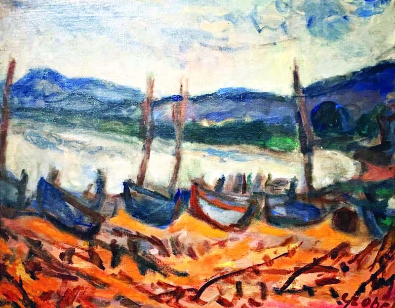 Seaside Landscape with Boats 1930s