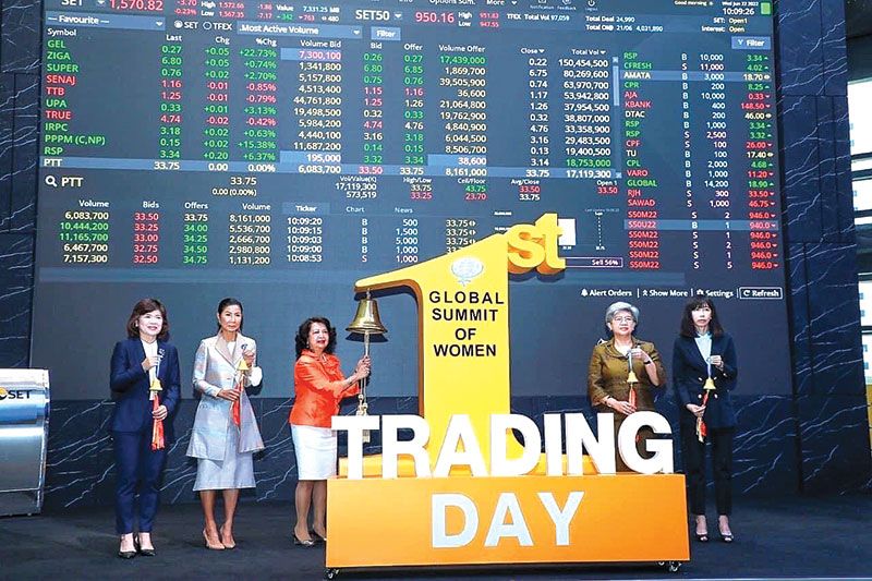 พิธีลั่นระฆังเปิดการซื้อขายหลักทรัพย์ต้อนรับการประชุมสุดยอดผู้นำสตรีโลก 2022

