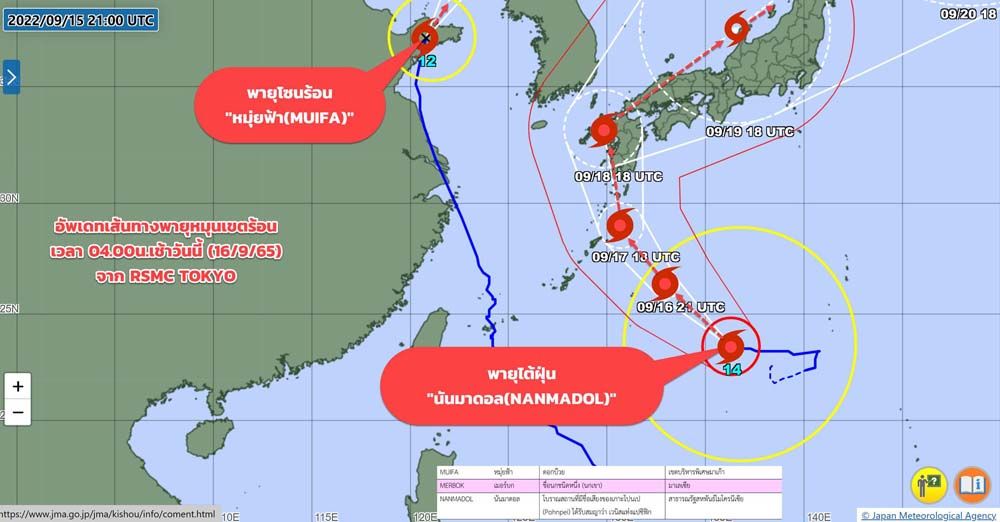 ในประเทศ - อัปเดตเส้นทางพายุหมุนเขตร้อน มีไต้ฝุ่น'นันมาดอล'แนวโน้มเคลื่อนสู่ ญี่ปุ่น 17-18 ก.ย.นี้