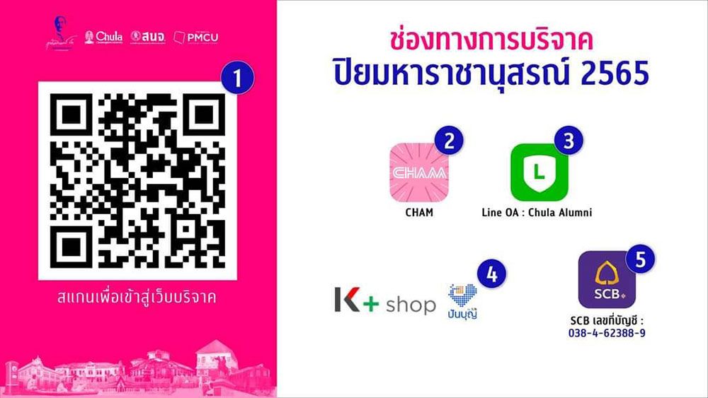 ช่องทางการร่วมบริจาคทั้ง 5 ช่องทาง

