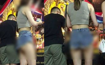โซเชียลหัวร้อน! สับเละสาวนุ่งสั้นไหว้พระพิฆเนศ แยกห้วยขวาง