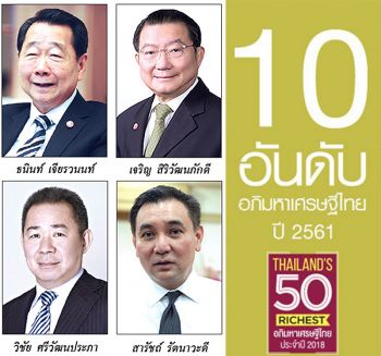 จัด10อภิมหาเศรษฐีไทยปี’61  เจ้าสัวซีพีแชมป์9.37แสนล.