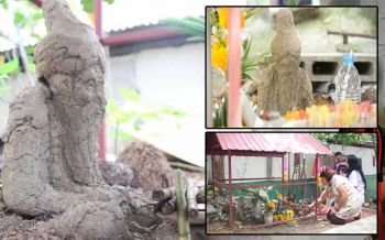 คลิป ฮือฮาใกล้หวยออก \'องค์เทพปู่ฤาษี\' ผุดจากดิน \'จอมปลวก\'