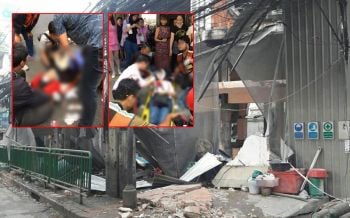 จนท.กั้นพื้นที่รุดตรวจสอบ คนงานขุดเจาะถนนทำอาคารพังถล่ม