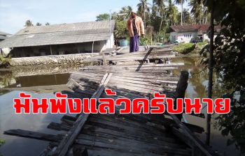 ถ่ายภาพมาฟ้อง! สะพานไม้ข้ามคลองสายปาเระ-กรือเซะสร้างยุค \'จอมพล ป.\' พังแล้ว