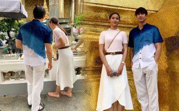 คู่รักสายบุญ! \'ณเดชน์-ญาญ่า\'ควงคุณแม่ไหว้พระที่วัดพระแก้ว