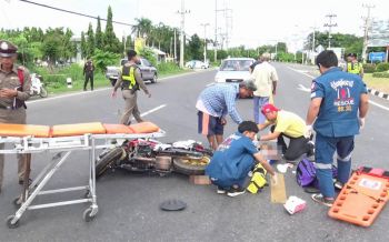โจ๋อุทัยธานี ซิ่งจยย.ชนรถสิบล้อสาหัส!