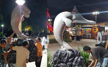 เสร็จแล้ว! รูปปั้นพะยูนน้อย\'มาเรียม\' ตั้งหน้าหาดนพรัตน์ธารา