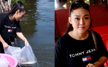 \'หญิง ธิติกานต์\'พาพ่อทำบุญปล่อยปลาวันเกิด