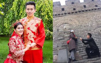 สุดเซอร์ไพร้ส!! หนุ่มจีน คุกเข่าขอแต่งงาน \'ครีม-ธิชาชา\' ริมกำแพงเมืองจีน!!!