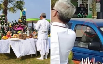 ขนหัวลุกซู่! ภาพติดวิญญาณในพิธีบวงสรวงเปิดปั้ม ทำเลขเด็ดเกลี้ยงแผง!