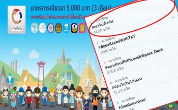 เช้านี้คึกคัก!  เงิน5,000บาทเข้าบัญชี ทำ\'#เราไม่ทิ้งกัน’ขึ้นที่1ทวิตเตอร์