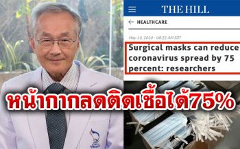 \'หมอมนูญ\'ยกงานวิจัยมายืนยัน ใส่\'หน้ากากอนามัย\'ลดติด\'โควิด\'ได้75%