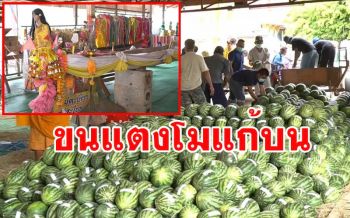 หนุ่มชัยนาทขนแตงโม 14 ตันแก้บนเรือโบราณหลังได้โชคจากเลขเด็ด