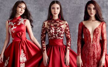 \'โยชิ รินรดา\'เฉิดฉายในชุดยกน้ำชาสีแดงเบอร์กันดีงามสะพรั่งดั่งพญาหงส์แดนมังกร