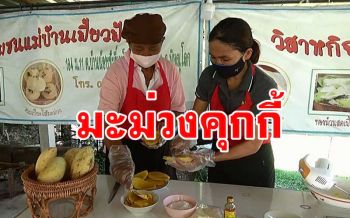 ชาวสวนสู้วิกฤติโควิดมะม่วงน้ำดอกไม้สีทองราคาตกนำมาแปรรูปผลิตภัณฑ์คุกกี้ขาย