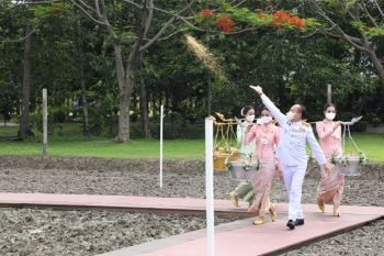 \'ในหลวง\'โปรดเกล้าฯปธ.องคมนตรีเป็นประธาน พิธีหว่านเมล็ดพันธุ์ข้าวในแปลงนาสาธิต สวนจิตรลดา