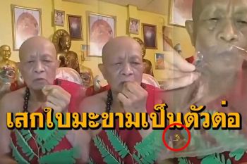 ต้องพิสูจน์! หลวงพ่อไม้ท้าวนาคราช เอาใบมะขามเข้าปากเสกออกมาเป็นตัวต่อ (มีคลิป)
