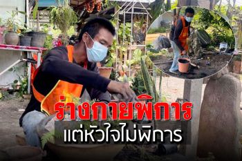 หนุ่มพิการใจบุญ! สู้ชีวิตจัดสวนกระถางขายสร้างรายได้ แบ่งปันช่วยเหลือโควิด