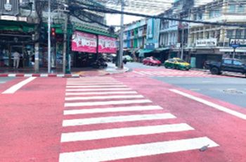 กทม.ปรับปรุงทางข้ามใหม่ลดอุบัติเหตุ  ใช้สีโคลด์พลาสติกให้ผู้ขับขี่เห็นชัดเจน