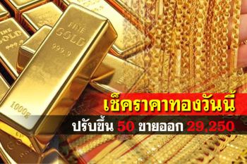 เปิดตลาดราคาทองคำยังปรับขึ้น50 รูปพรรณขายออก29,250บาท