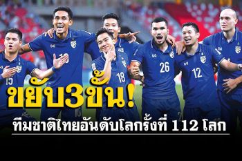 ทีมชาติไทยขยับ 3 ขั้น! อันดับโลกพุ่งรั้งที่ 112 โลก เวียดนามยึดเบอร์ 1 อาเซียนแน่น