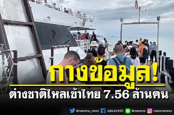 รัฐบาลกางข้อมูล! นักท่องเที่ยวต่างชาติไหลเข้าไทย 7.56 ล้านคน ตอกหน้าฝ่ายค้าน