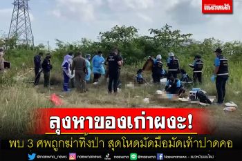 ผงะ! ลุงหาของเก่าเจอศพถูกฆ่าทิ้งป่า 3 รายถูกมัดมือมัดเท้าปาดคอสุดโหด