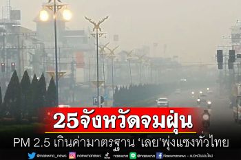 25จังหวัดอ่วม! PM2.5เกินค่ามาตรฐาน \'เลย\'ค่าฝุ่นพุ่งสูงสุดในไทย