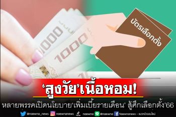 ‘สูงวัย’เนื้อหอม! หลายพรรคเปิดนโยบาย‘เพิ่มเบี้ยรายเดือน’ทุ่มเล่นใหญ่สู้ศึกเลือกตั้ง’66