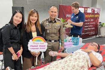‘ผกก.ตม.จว.ภูเก็ต’ จัดโครงการบุญ สุดเจ๋ง เลือดต่างชาติไม่มีพรหมแดน ช่วยชีวิตได้ทุกชาติ